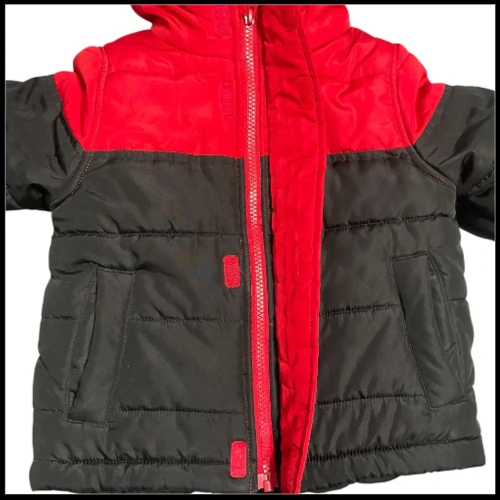 Jumping Beans Vibrant Red and Black Hooded Coat